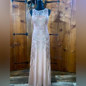 Light Pink Beaded Long Prom Dress